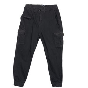 Double Denim jan 5 Cargo Pants Size XL Black Elastic Waist and Hems Pockets